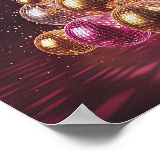 Retro Disco Christmas Tree Wall Art ポスター (角)