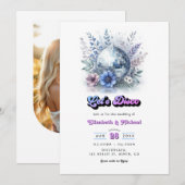 Retro Disco Garden Wedding RSVP QR Code 招待状 (正面/裏面)