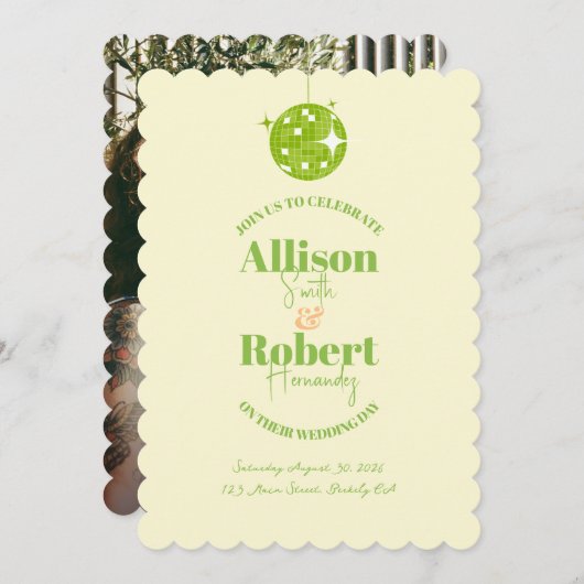 Retro Disco Wedding Invitation 招待状 (正面/裏面)