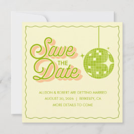 Retro Disco Wedding Save The Date Card セーブザデート