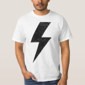Retro Distressed Bolt Lightning Black  Tシャツ (正面)