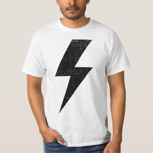 Retro Distressed Bolt Lightning Black  Tシャツ (正面)