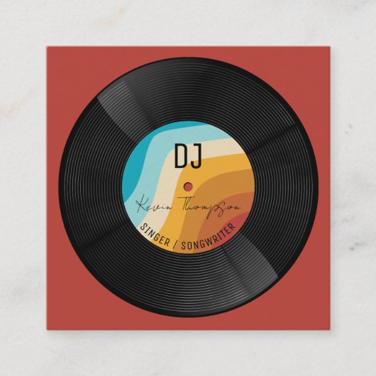 Retro Djing Modern Music DJ Vinyl Musician スクエア名刺 (正面)