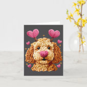 Retro Dog Goldendoodle Valentines Funny Gift Women カード (黄色い花)