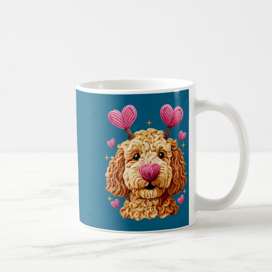 Retro Dog Goldendoodle Valentines Funny Gift Women コーヒーマグカップ (右)