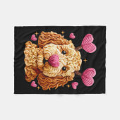 Retro Dog Goldendoodle Valentines Funny Gift Women フリースブランケット (正面(横))