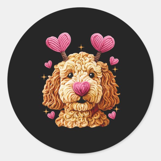 Retro Dog Goldendoodle Valentines Funny Gift Women ラウンドシール (正面)