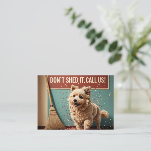 Retro Dog Grooming “Don’t Shed on It, Call Us!” 名刺 (スタンド正面)