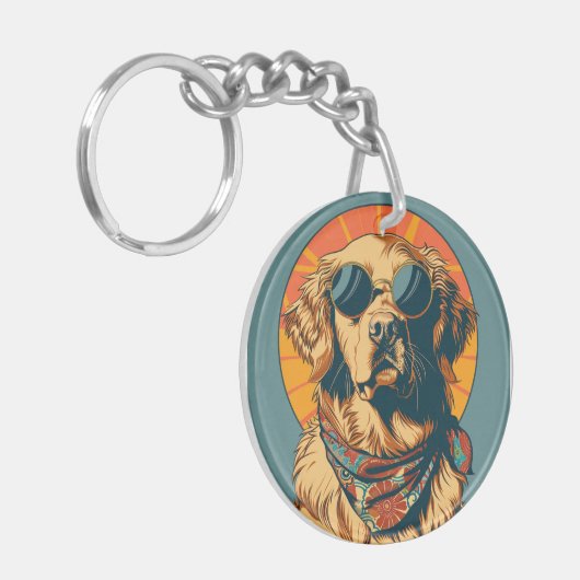 Retro Dog Keep on Barkin Key Chain キーホルダー (正面左)