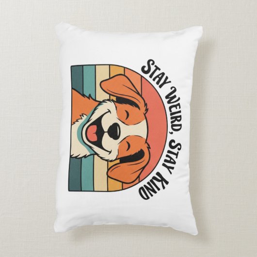 Retro Dog Kindness Quote Rectangular Pillow アクセントクッション (裏面(縦))
