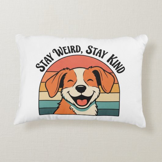 Retro Dog Kindness Quote Rectangular Pillow アクセントクッション (裏面)