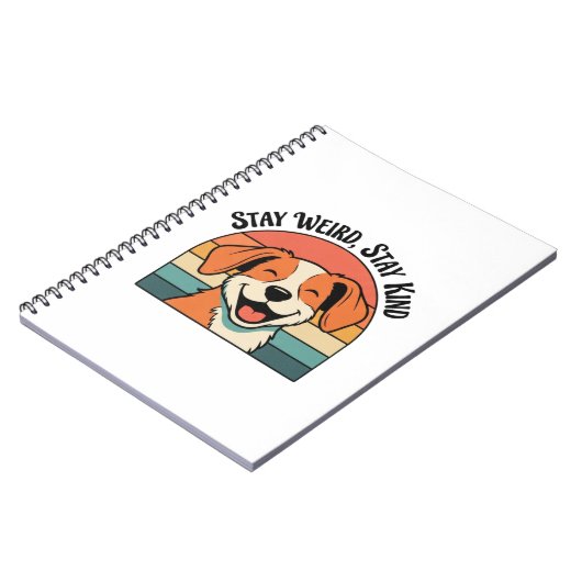 Retro Dog Positive Quote Lined Notebook ノートブック (左側)