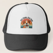 Retro Dog Positive Vibes Trucker Hat キャップ (正面)