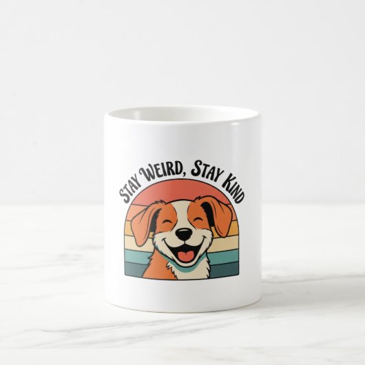 Retro Dog Stay Kind White Coffee Mug コーヒーマグカップ (中央)