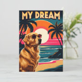 Retro Dog Sunglasses Vintage Sunset Beach  シーズンカード (スタンド正面)