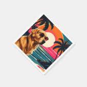 Retro Dog Sunglasses Vintage Sunset Beach  スタンダードカクテルナプキン (角)