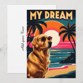 Retro Dog Sunglasses Vintage Sunset Beach  案内状 (正面/裏面)