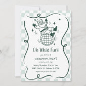 Retro Doodle Disco Santa Christmas Party 招待状 (正面)