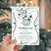 Retro Doodle Disco Santa Christmas Party 招待状