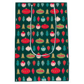 Retro Doodle Ornaments in Red Green Pink Gold ミディアムペーパーバッグ (裏面)