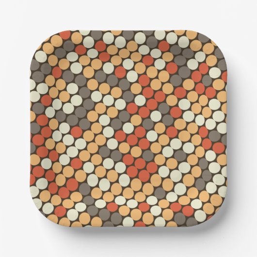 Retro dots pattern in orange ペーパープレート (正面)
