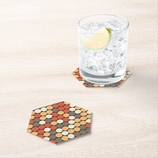 Retro dots pattern in orange tones ペーパーコースター (インサイチュ)