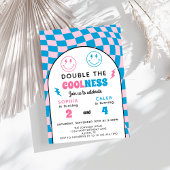 Retro Double Celebration Boy Girl Joint Birthday 招待状