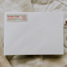 Retro Drawn Green Red Funny Christmas Tree Address