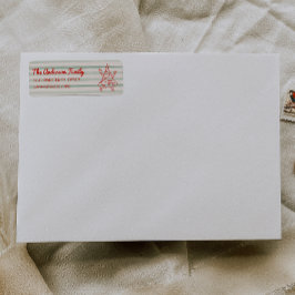 Retro Drawn Green Red Funny Christmas Tree Address ラベル