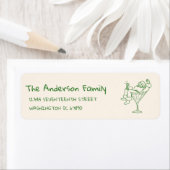 Retro Drawn Green Santa Claus Merry Christmas ラベル (インサイチュ)