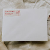 Retro Drawn Red Santa Claus Merry Christmas ラベル