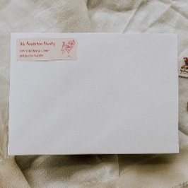 Retro Drawn Red Santa Claus Merry Christmas ラベル