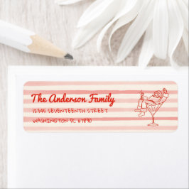 Retro Drawn Red Santa Claus Merry Christmas Fun ラベル