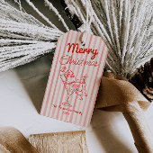 Retro Drawn Red Stripes Santa Claus Christmas ギフトタグ