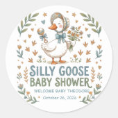 Retro Duck & Gosling Baby Shower  ラウンドシール (正面)