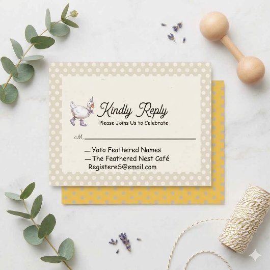 Retro Duck & Gosling Baby Shower Invite エンクロージャーカード