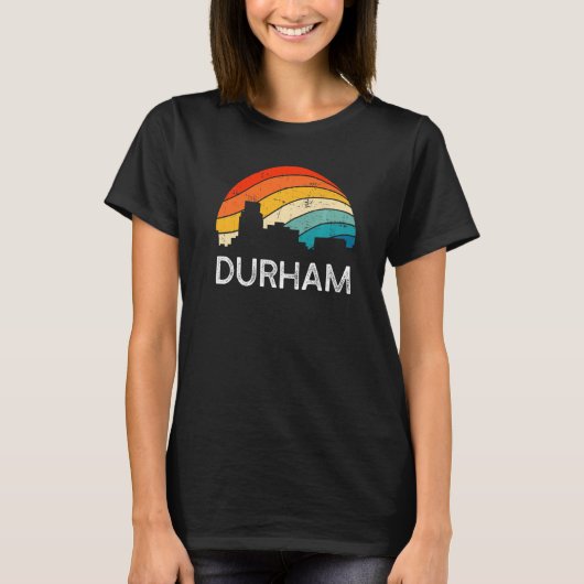 Retro Durham Skyline Vintage Urban Skyscraper Tシャツ (正面)