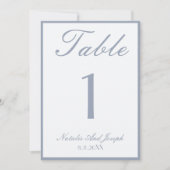 Retro Dusty Blue Old Money Classy Wedding Table 招待状 (正面)