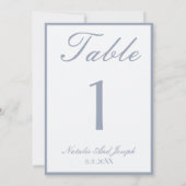 Retro Dusty Blue Old Money Classy Wedding Table 招待状 (裏面)