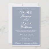 Retro Dusty Blue Old Money QR Code Photo Wedding 招待状 (正面)