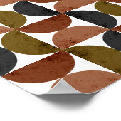 Retro Earth Tone Geometric Half-Moon ポスター (角)