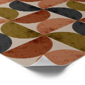 Retro Earth Tone Geometric Half-Moon ポスター (角)