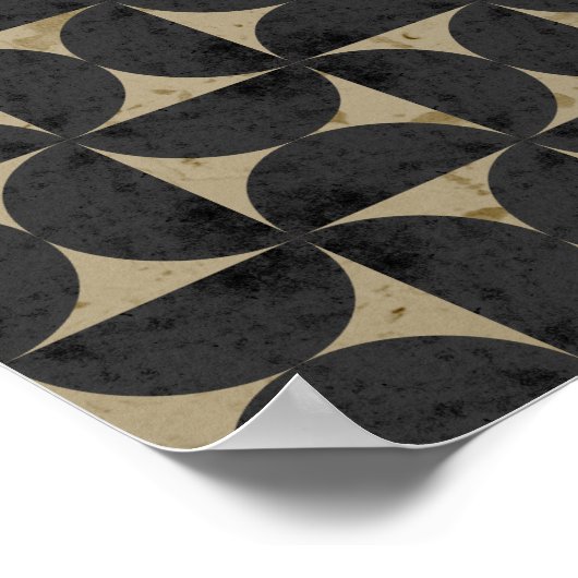 Retro Earth Tone Geometric Half-Moon ポスター (角)