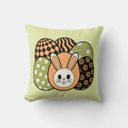 Retro Easter Bunny Decorative Throw Pillow クッション (正面)