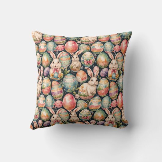 Retro Easter seamless pattern. Watercolor クッション (裏面)