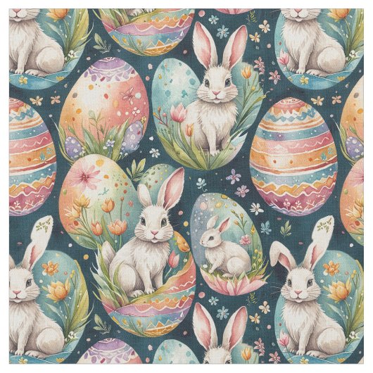 Retro Easter seamless pattern. Watercolor ファブリック (クローズアップ)