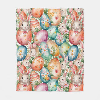 Retro Easter seamless pattern. Watercolor フリースブランケット