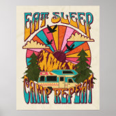 Retro Eat Sleep Camp Repeat ポスター (正面)