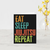 Retro Eat Sleep Jiu Jitsu Repeat Martial Art Submi カード (黄色い花)