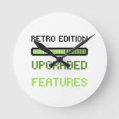 Retro Edition Upgraded Features Pixel Art Gaming  ラウンド壁時計 (正面)